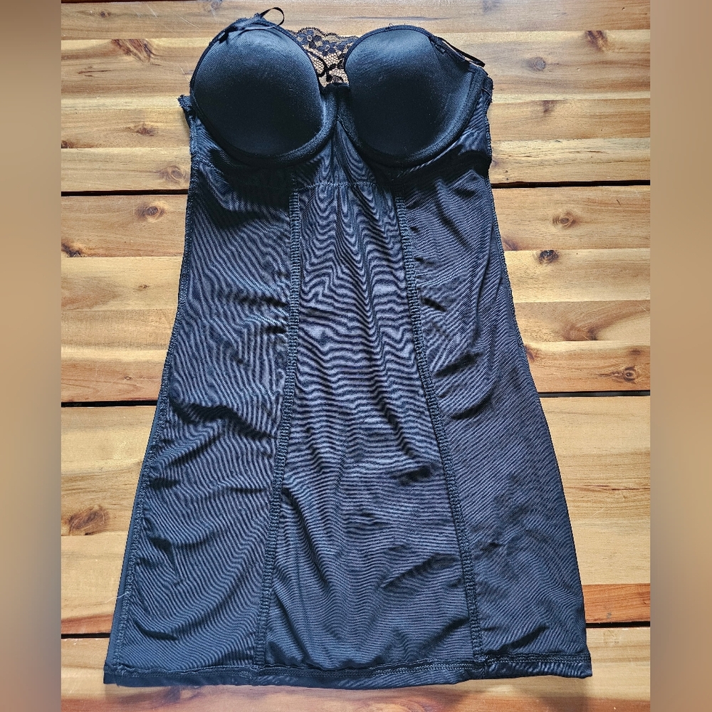 F.I.T. Figure Improving Technology  Black w/ Lace PushUp Padded Bra Shapewear - Picture 4 of 8